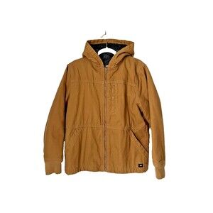 CAT Caterpillar Workwear Duck Canvas Sherpa Lined Hooded Jacket MENS S Brown